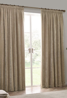Heavy Chenille Pencil Pleat, Natural - Ready Made Curtains